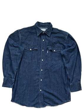 Carhartt S211 DMB Deep Blue Denim Pearl Snap Western Shirt